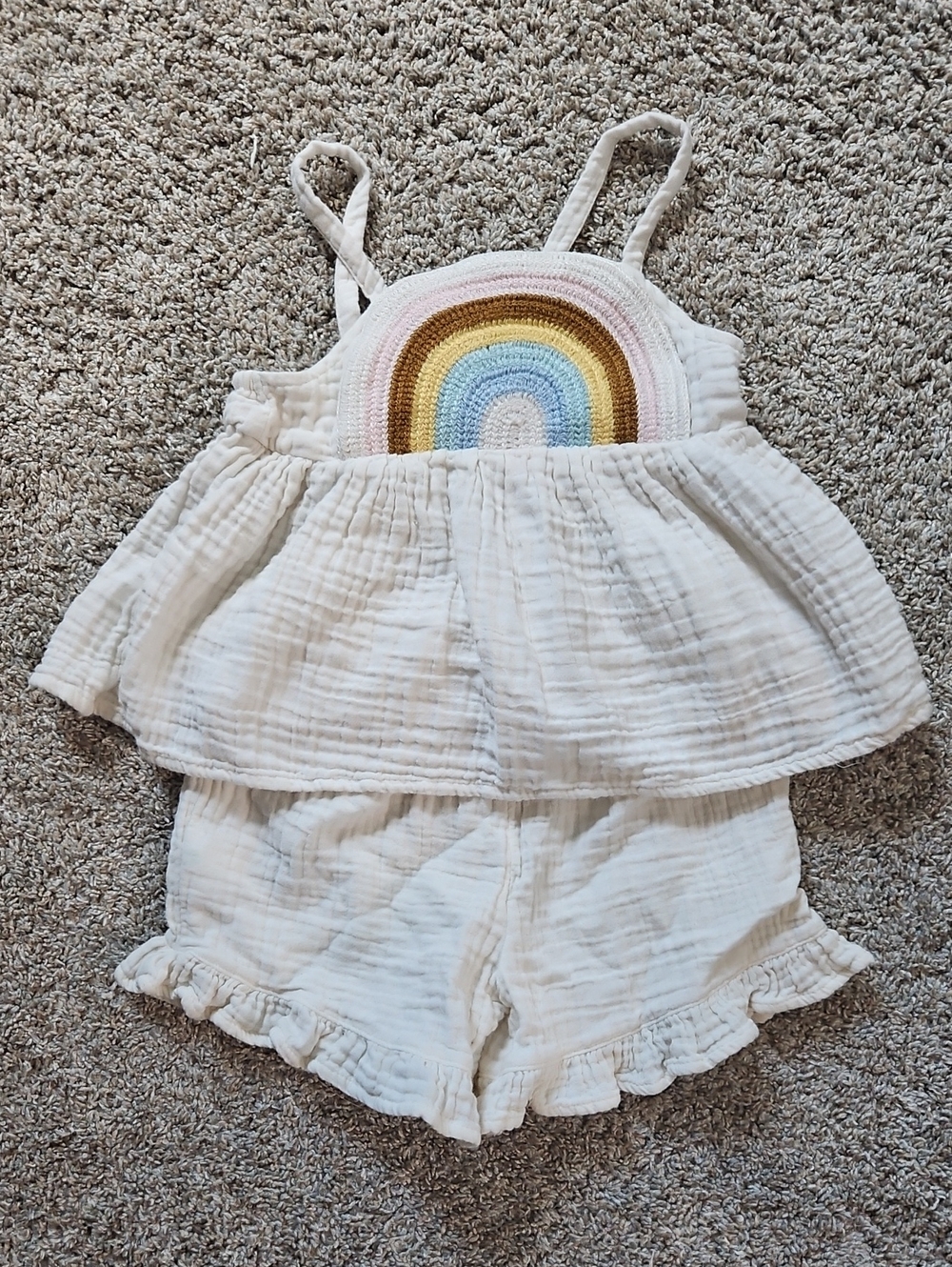 Old Navy Gauzy Rainbow Appliqué Matching Top/Shorts Set